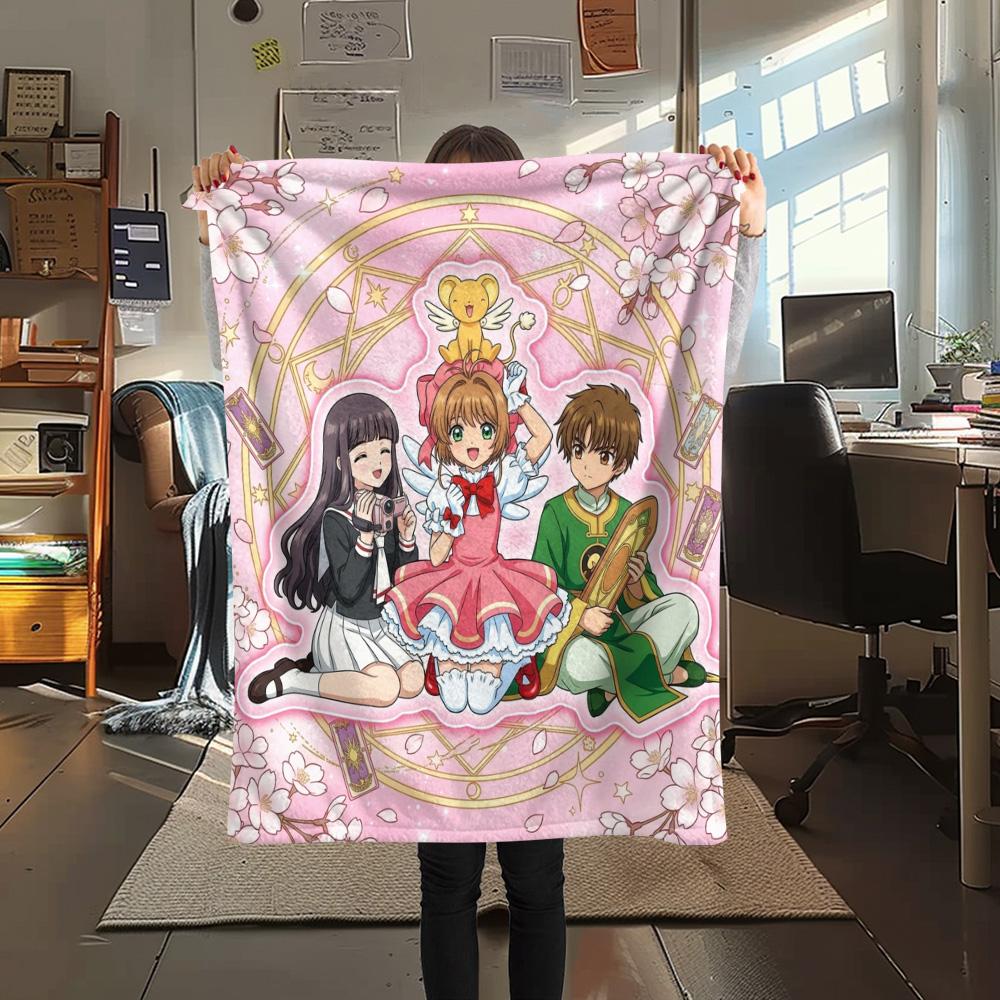 1PC Cardcaptor Sakura Patterned Flannel Blanket Suitable For All Seasons For Home Decor Warmth And Comfort Gifts Holiday Present