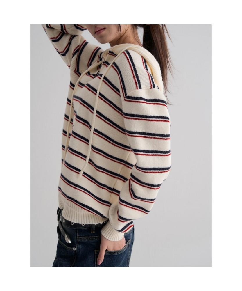 8SECONDS Striped Half-Zip Ivory