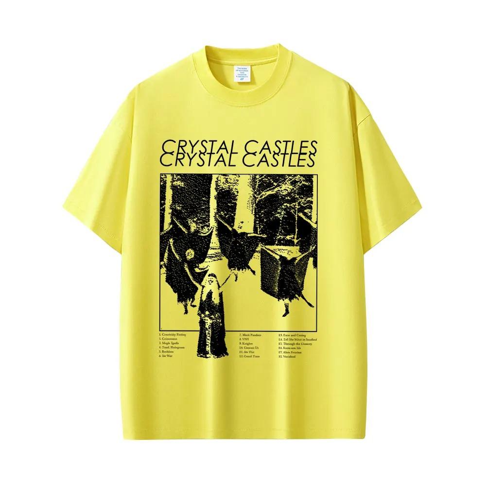 Crystal Castles Band T-shirt Men's Hip Hop Rock Oversized Short Sleeve T-shirts Men Women Vintage Electronic Punk Music T Shirts