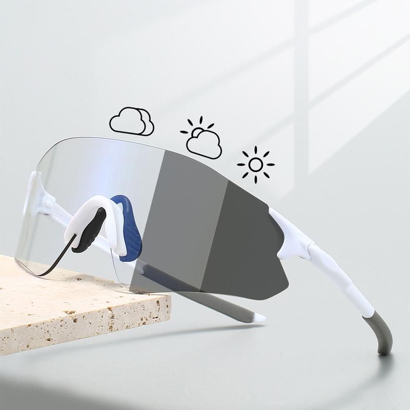 

KAMMPT Photochromic Sports Goggle Men New Rimless Outdoor Road Cycling Sunglasses Women Wrapped Round Windproof Anti-UV Shades without case