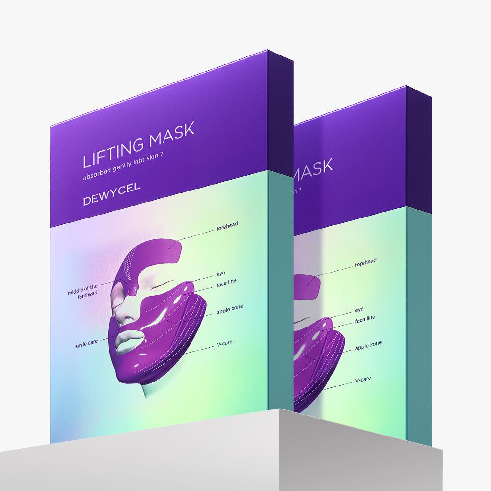 DEWYCEL 7 Lifting Mask Treatment Dual Set 4 Sheets + 4 Sheets Premium V-Line Elasticity & Anti-Wrinkle Hydrogel Facial Sheet Mask Pack