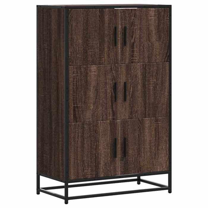 VidaXL Buffet haut chêne marron 68x35x106,5 cm bois ingénierie métal, armoire latérale, armoire de rangement haute, vitrine 849073