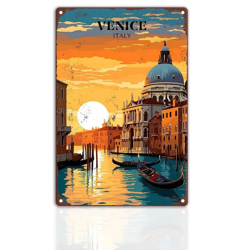 Retro Metal Sign Travel The World VENICE CANADA TORONTO  Vintage Poster Home Bar Room Pub Cafe Club Hotel Wall Decor Plate