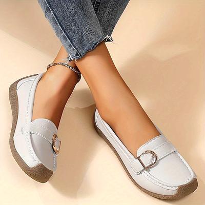 Zapatos Casuales Cómodos de Color Sólido Ligeros Tipo Mocasín para la Temporada de Primavera Mujer