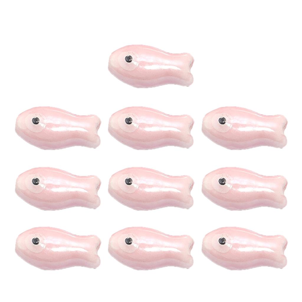 Pack Of 10 Colorful Retro Ceramic Fish Beads Handmade Spacer Charm For DIY Bracelets Jewelry Crafting Accessories