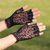 Half Finger Leopard Print Gloves Fashion Elegant Stretch Vintage Half Finger Gloves Touch Screen Protector Lace Mesh Gloves