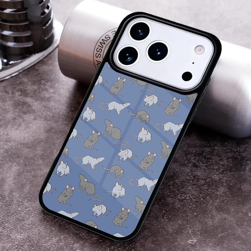 Mouse Rat Print Phone Case for iPhone 17 16 15 Pro Max Air 14 13 12 11 Plus Shockproof Capa Cover