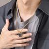 European and American Irregular Oval Epoxy Pendant Color Titanium Steel Necklace for Men