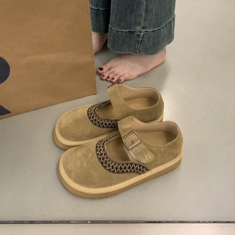 Vintage Fashionable and Comfortable Female Moriatic Literary Single Shoes Thick Bottom Ugly Cute Mary Jane Bean Lady Shoes