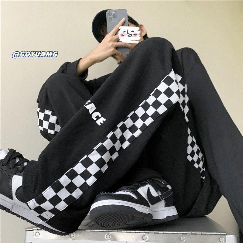 

Men s Spring/Autumn Striped Sport Sweatpants: Trendy Korean & Hong Kong Styles, Loose Fit, Straight Leg. XL