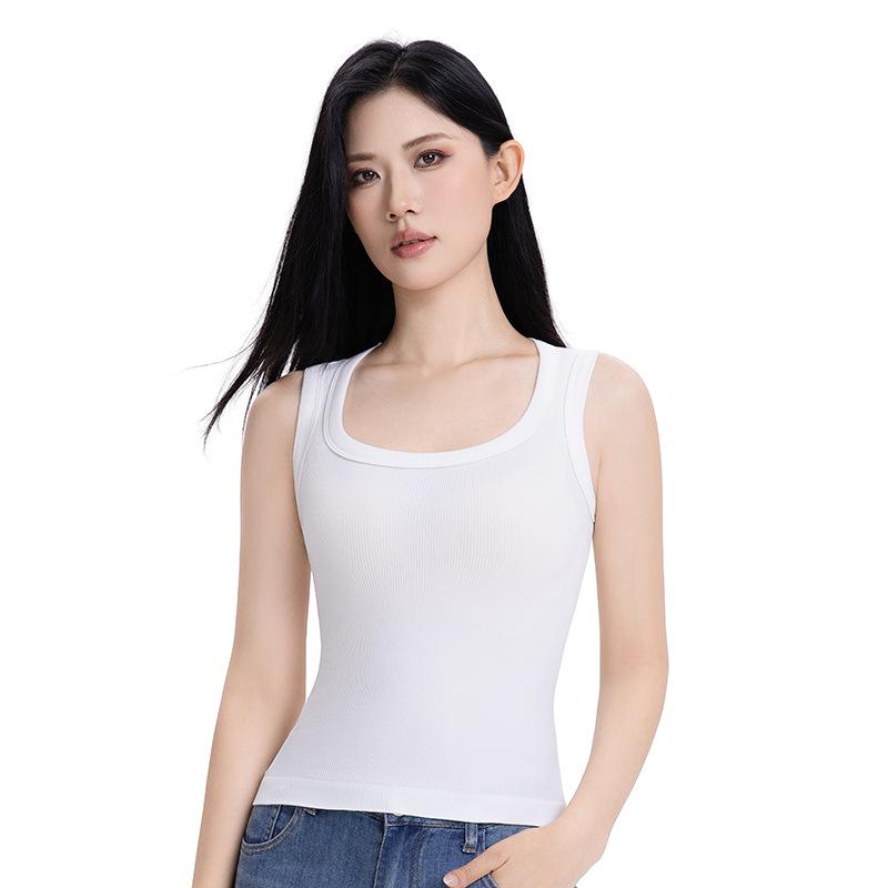 Women's Ribbed Tank Top - Sleeveless Wide Shoulder Base Layer for Concealing Armpit Fat