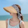 Summer Straw Hat With Wide Brim And Bow For Beach Sun Protection