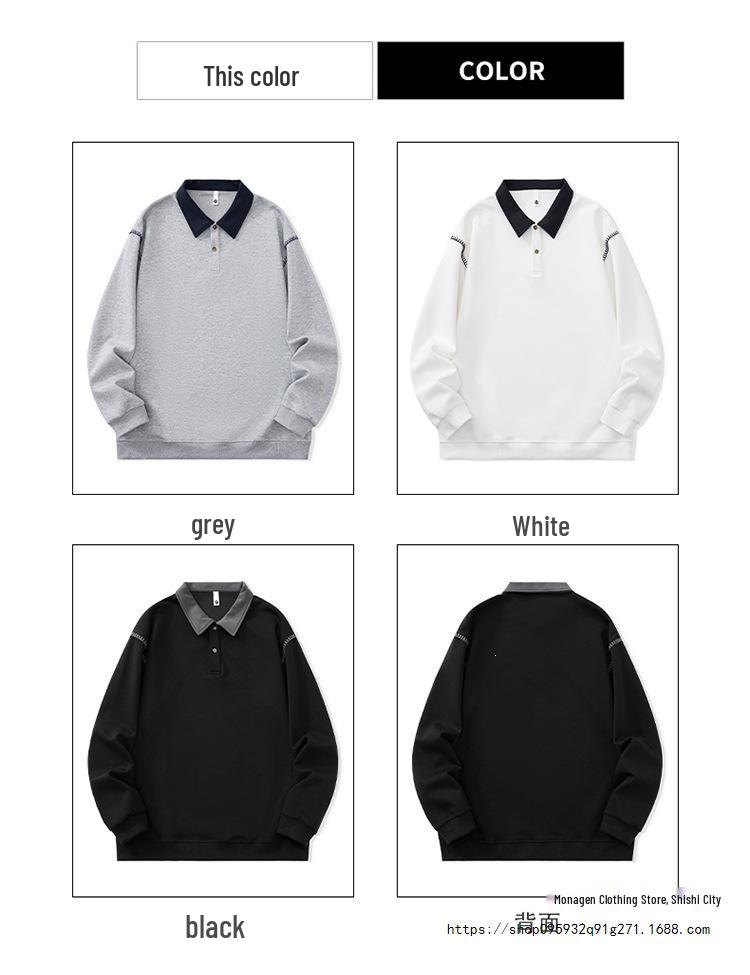 2026 Autumn/Winter Men's Raglan Sleeve Polo Neck Long Sleeve Hoodie - Youthful & Trendy Fashion