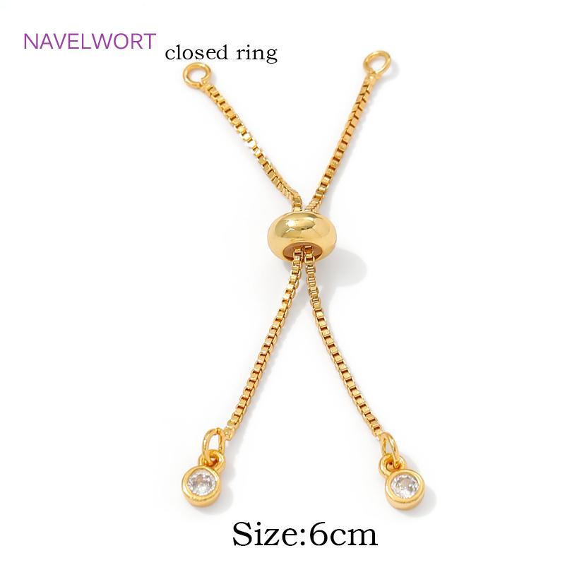 

6cm 18K Gold Plated Adjustable Box Chain For Jewelry Making,Bracelet Extension Chain with Silicone Bead,DIY Jewelry Accessories 1 pieces