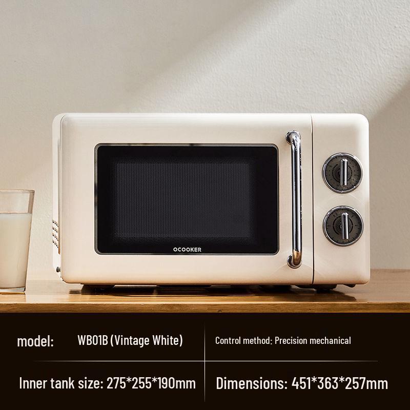QuanChu Retro Multi-functional Mini Microwave Oven with Turntable and Light Wave Technology
