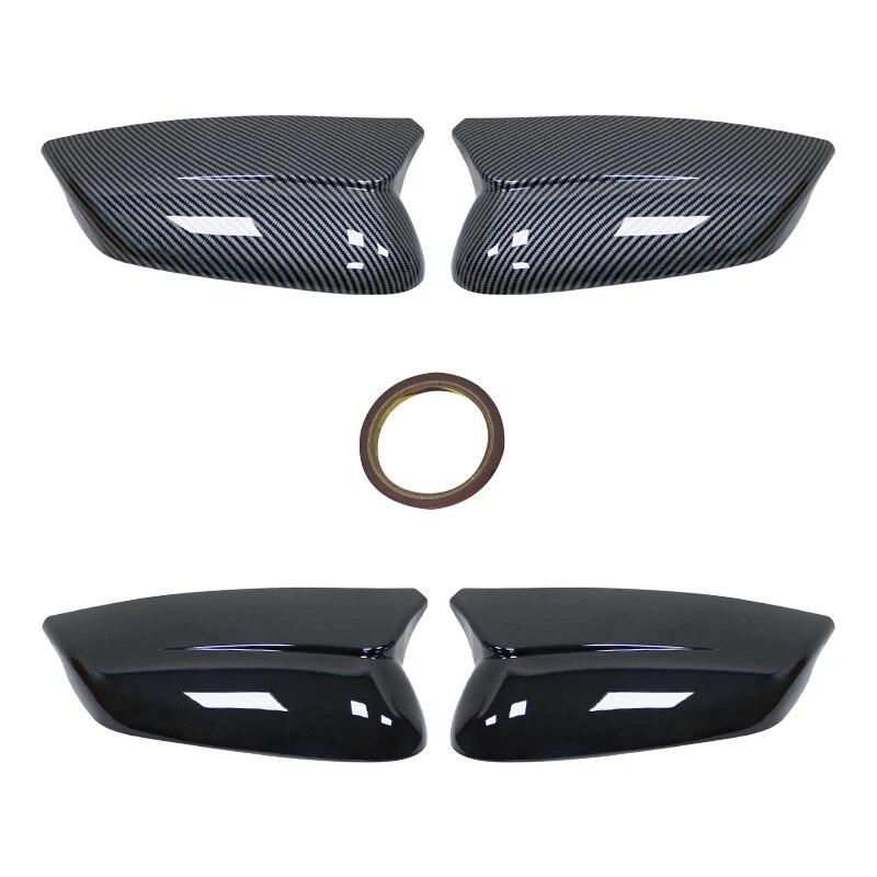 Per KIA EV6 Copertura Modanatura Specchietto Laterale 1 Paio ABS Nero Cappuccio Stile Fibra di Carbonio Durevole Facile da Installare