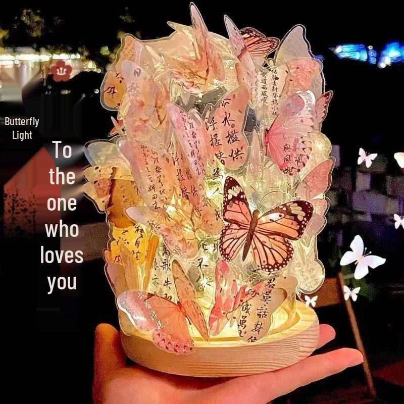 Romantic Qixi Butterfly Lamp Gift Set for Girls & Couples: Decor & Birthday Surprise