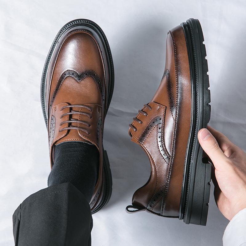 Luxury Derby Genuine Leather Men Shoes Classy Lace Up Dress Shoes Men Busines Office Casual Wedding Party Leather Shoes For Man
