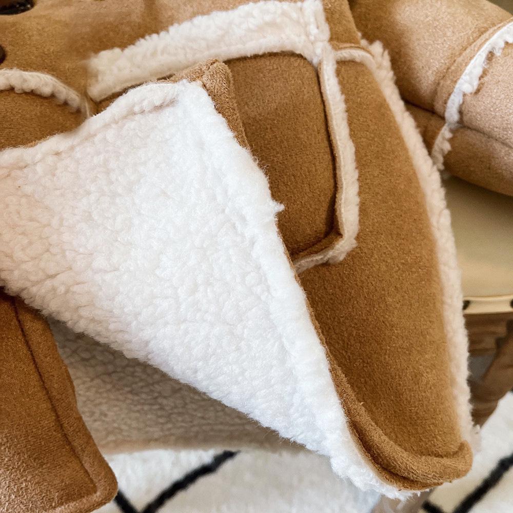 Retro Suede Lamb Wool Winter Coat for Babies - Unisex, Thick, Warm Korean Style