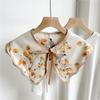Versatile Printed Fake Collar Convenient Detachable Collar Shawl with Shoulder Straps Vintage Lace Ladies False Blouse Collar