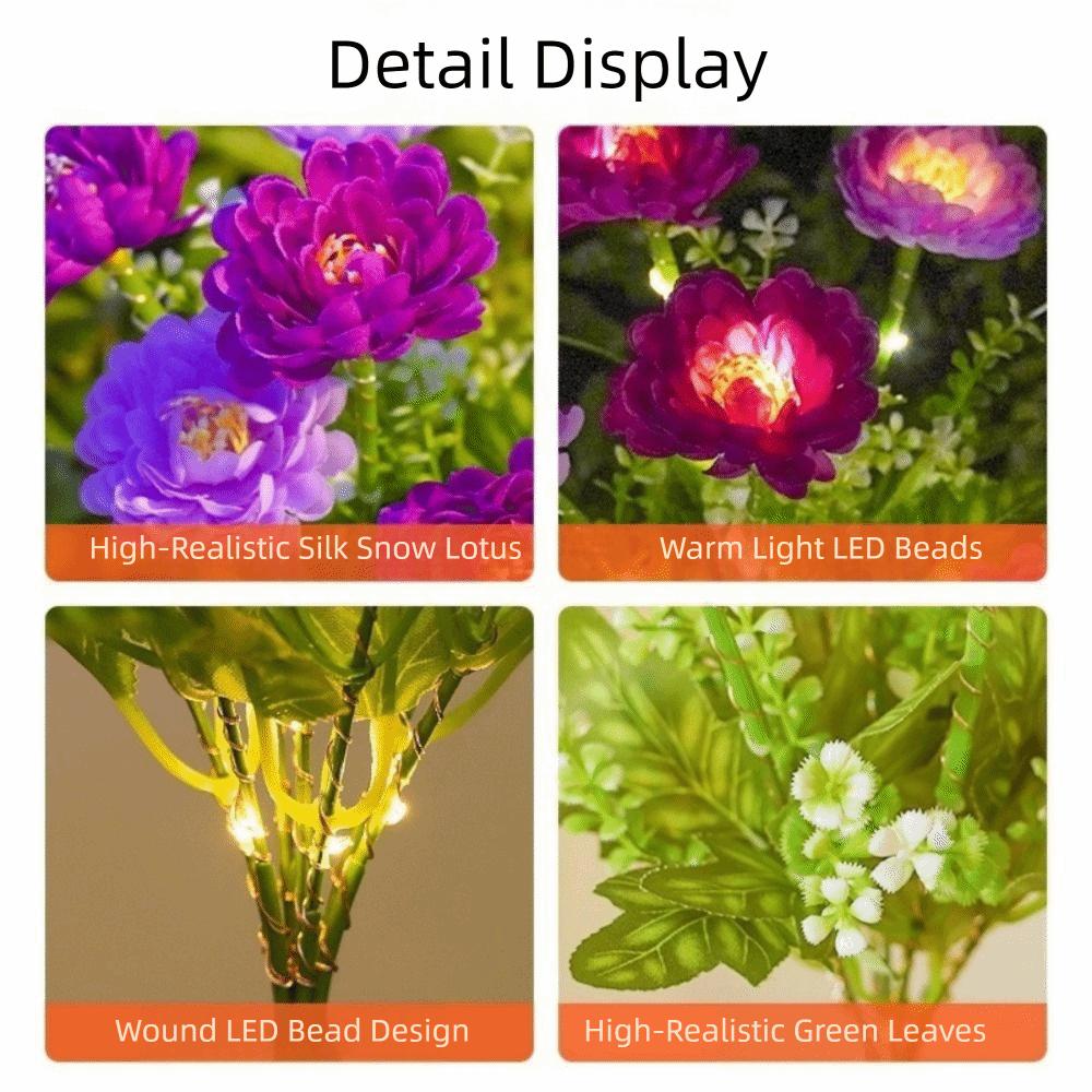 7 Heads LED Snow Lotus Lights Colorful Waterproof LED Simulation Flower Lights Solar Powered Decorative Outdoor Solar Lights