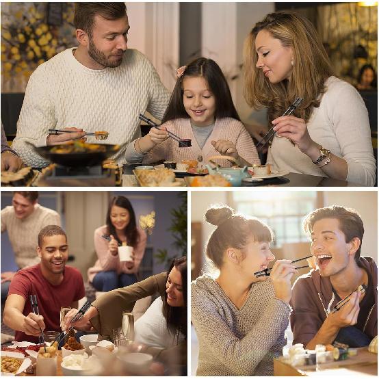 8 Pairs Reble Training Chopsticks Beginners for Kids Adults Learners, Reble Fiberglass Chop Sticks Japanese Non-Slip Chopsticks Trainers Set,