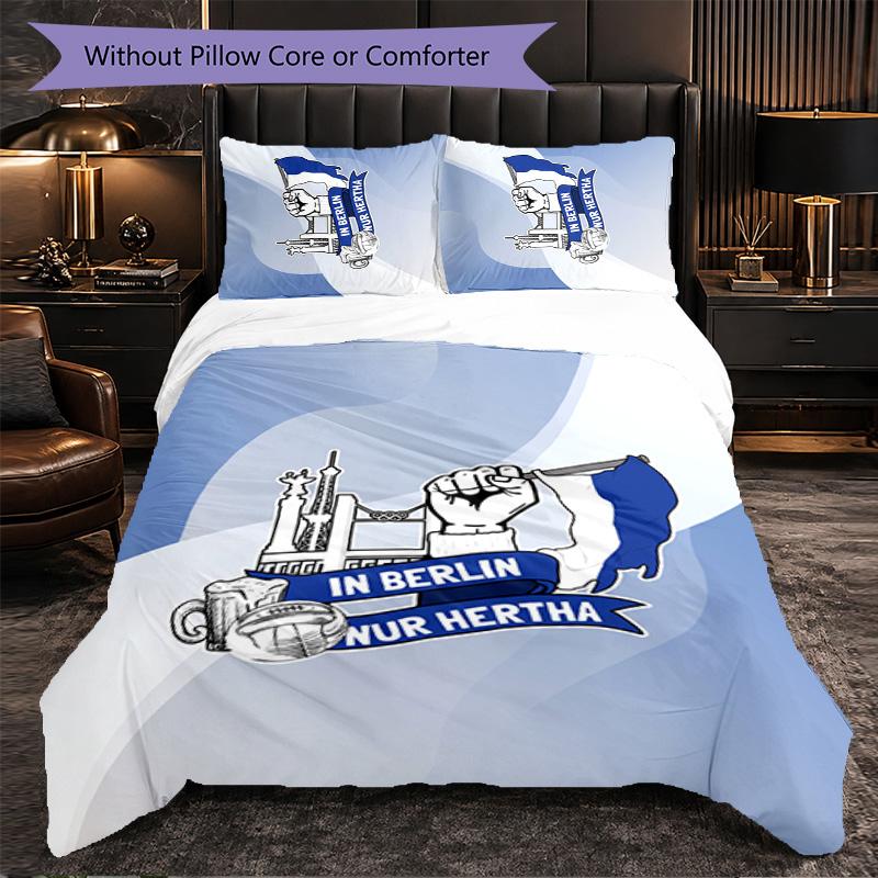 Hertha BSC FC Biancheria da Letto a Tema Set 3 Pezzi Copripiumino Biancheria da Letto Decorativa Per Stanza Adolescenti Decorazione Casa