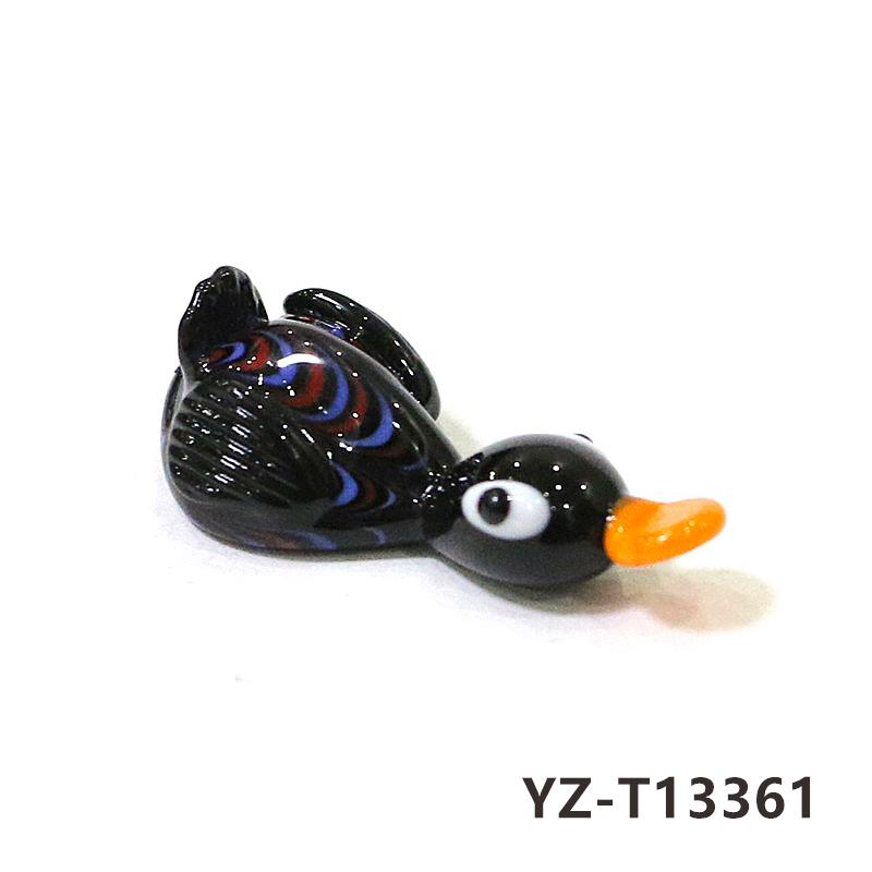 Colorful Cute Glass Duck Mini Figurine Craft Ornament Easter Animal Tiny Statues Home Table Micro Fairy Garden Decor Accessories