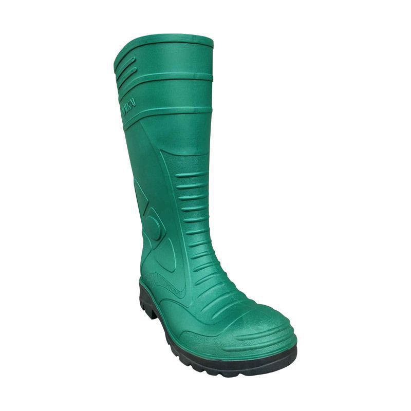 

Rain boots rain shoes unisex anti-smashing anti-puncture shoes deep tube pvc Green; 40