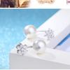 Womens Korean Fashion Elegant 925 Silver Plated Anti-allergy Zircon Crystal Lucky Snowflake Pearl Stud Earrings Female Ear Jewelry Xmas Gift