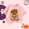 Children's Halloween T-shirt, Children's Halloween Costume, with a Unique Labubu Print Girl Round Neck Short Sleeved Top