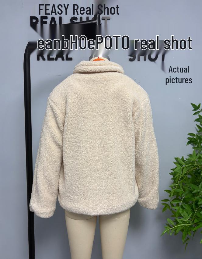 European & American Women's Street Fashion Turn-Down Collar Fuzzy Coat