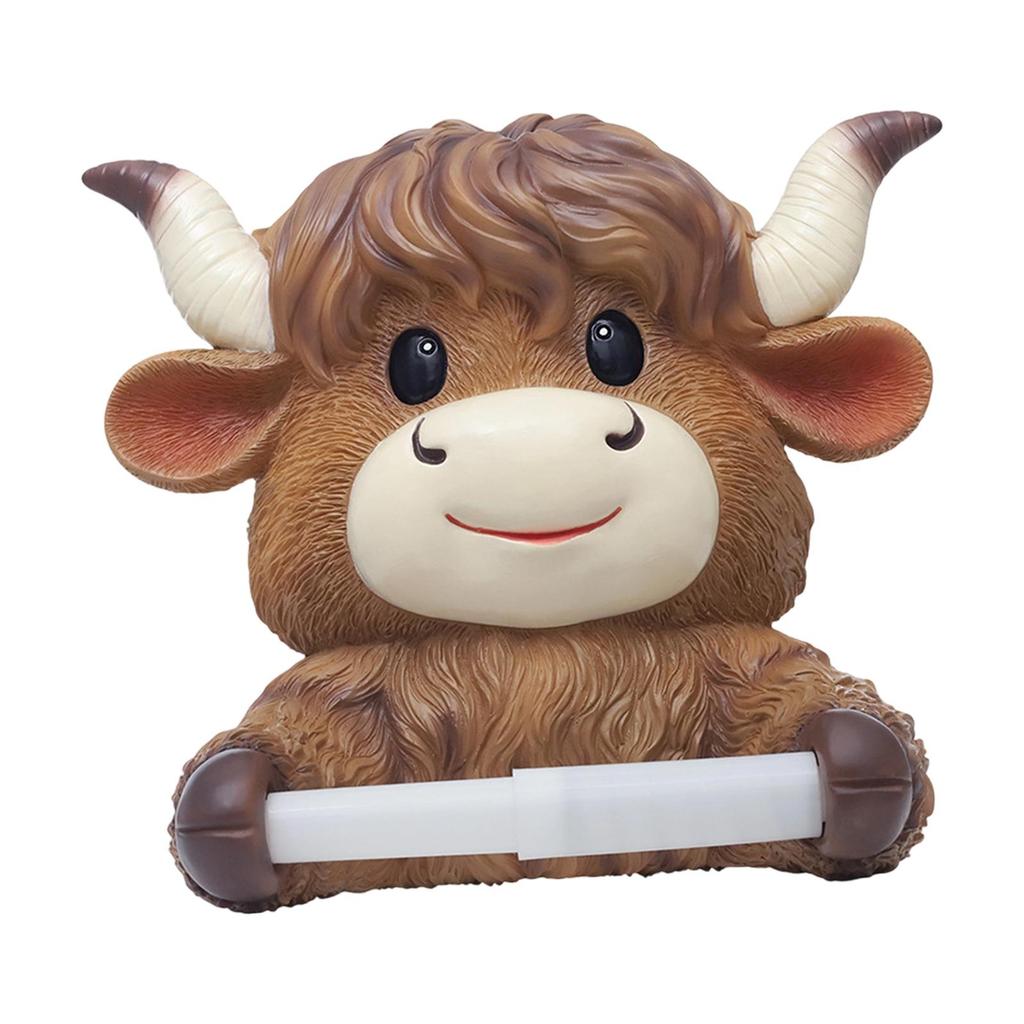 Cow Toilet Paper Holder Shelf Cartoon Waterproof Resin Toilet Roll Holder for Shower Room Lavatory Kitchen Bathroom Home Decor