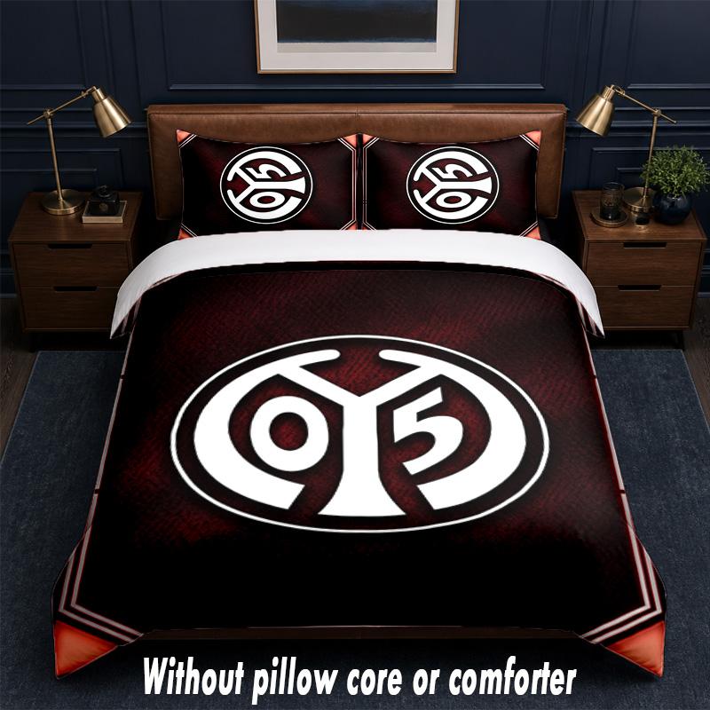 Mainz FC Design Bed Bedding Set 1 Duvet Cover + 2 Pillowcases Soft Breathable Household Bed Linens