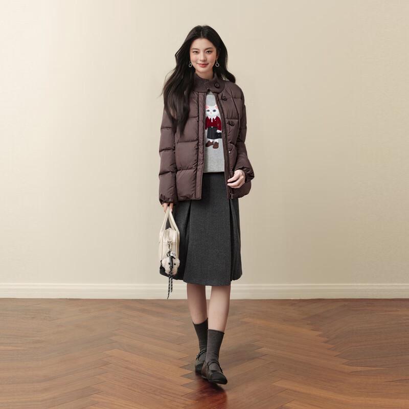 SEIFINI Women's Knitted Collar Short Down Jacket