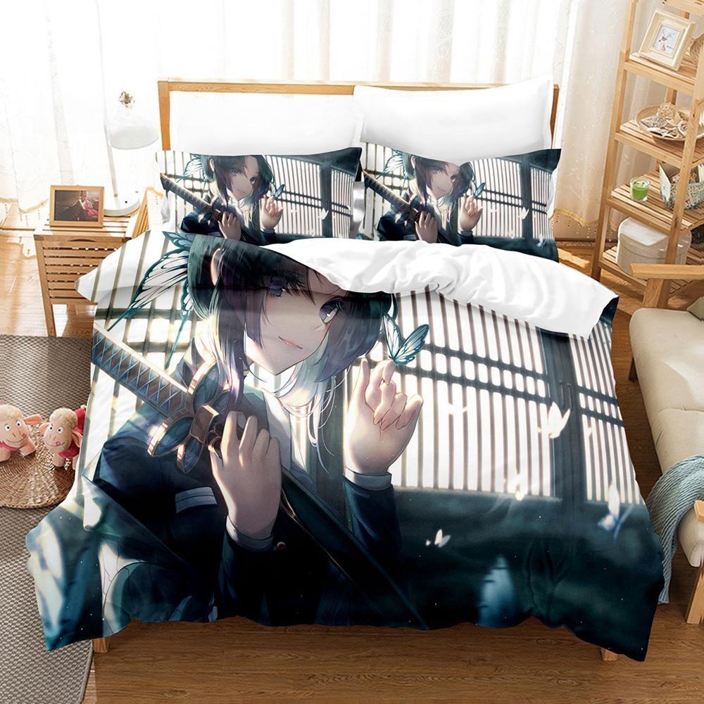 Fashion Anime Demon Slayer Bedding Collection Single Twin Full Queen King Size Bed Collection Adult Kid Bedroom Duvet Cover Collection Home Textiles