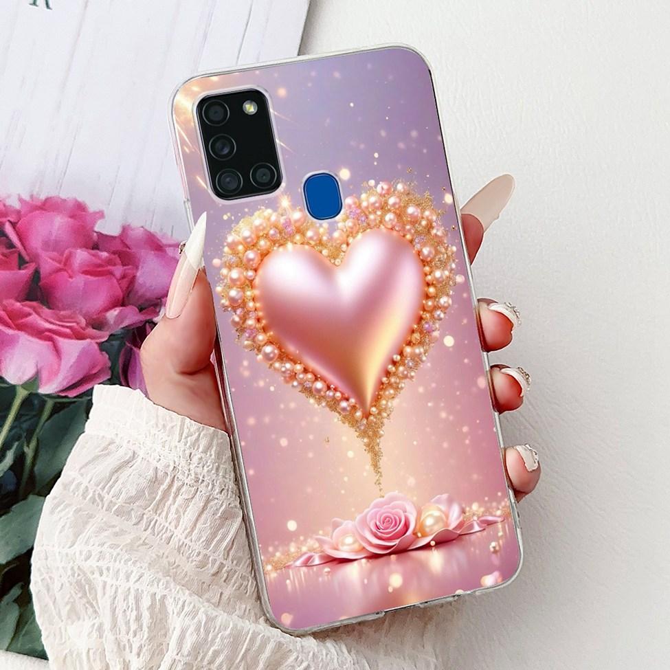 Clear For Samsung A21s SM-A217F SM-A217M Cover For Samsung Galaxy A21s Case Cute Luxury Butterfly Love Flowers Cool Painted