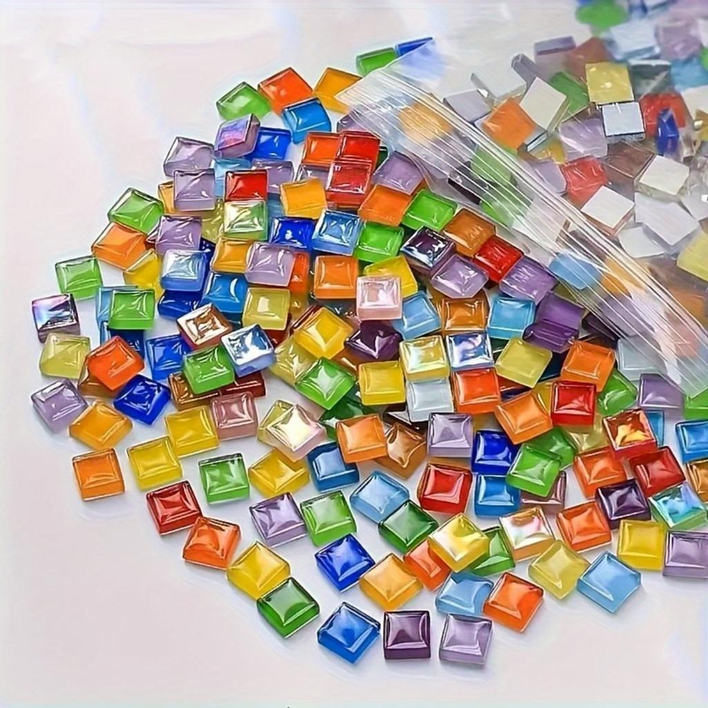450 Stück Funkelnde Kristallglas Mosaikfliesen, Schachbrettmuster, Handgefertigte DIY-Bastelmaterialien, Glitzerglas für Bastelarbeiten und Mosaike