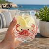 Bicchiere in Vetro con Rilievo Polpo 12oz Bicchiere per Acqua, Design, Dipinto a Mano Stile Marino Decorativo per Casa Bar Bevande Amanti dell'Oceano Decorazione Regalo Unico