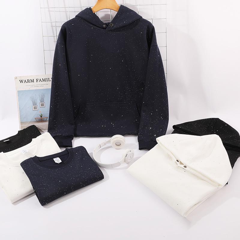 Autumn Starry Hooded Sweatshirt - Trendy Unisex Drop Shoulder High Street Style