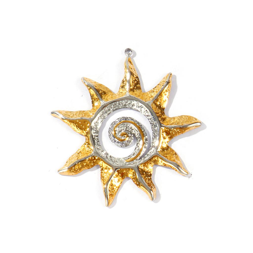 2 PCs 304 Stainless Steel Ocean Charms Starfish Turtle Sun  Flower18K Gold Plated & Silver Tone Two Tone Pendants DIY Necklace