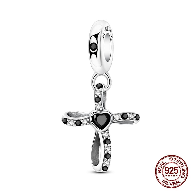 New Copper Pink Cross Bow Girl Heart Pendant Charms Fit 3Mm Original Bracelet Necklace Womens Fine Diy Jewelry Gifts