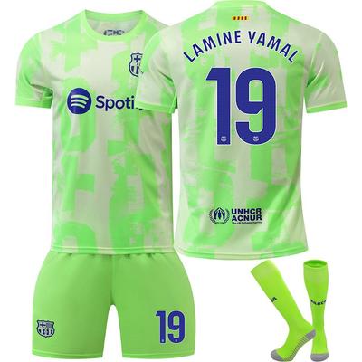 Teens Kids Adults Football Kits Sport Training Jersey Set with Socks 24/25 Barça 2nd Away #19