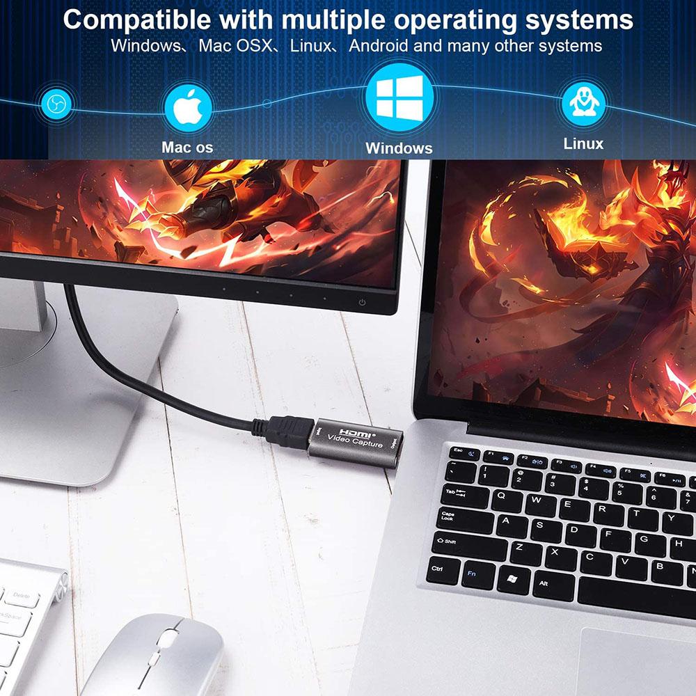 Audio Video Capture Card 60fps, 4K HDMI-compatible USB 3.0 2.0 Reliable Video Converter For Game Streaming Live Broadcasts
