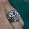 Retro Viking Silver Ring Norse Celtic Warrior Head Men Jewelry