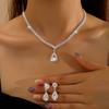 Fashionable and Minimalist Design Waterdrop-shaped Pendant Necklace Earrings Accessory Bridal Set
