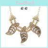 Necklace Vintage Leaf Set With Rhinestone Decor And Geometric Style For Women