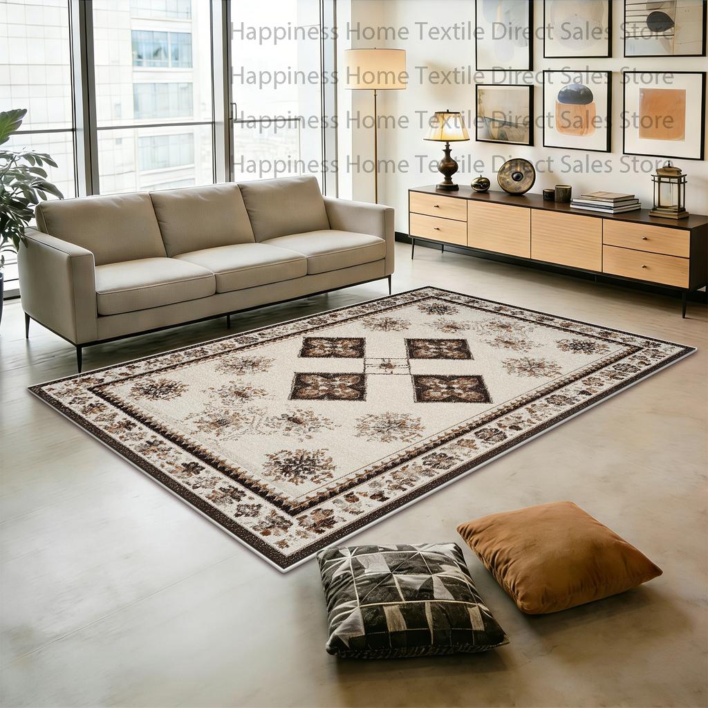 Persian Retro Brown Large Living Room Carpet Decoration Bedroom Soft Fluffy Sofa Floor Mats Washable Antiskid Dining Room Rug