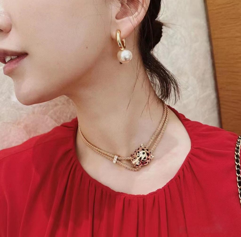 Hot Brand Vintage Diamond Necklace Luxury Jewelry  For Women Designer Pendant 925 Sterling Silver Lady Party Leopard Necklaces