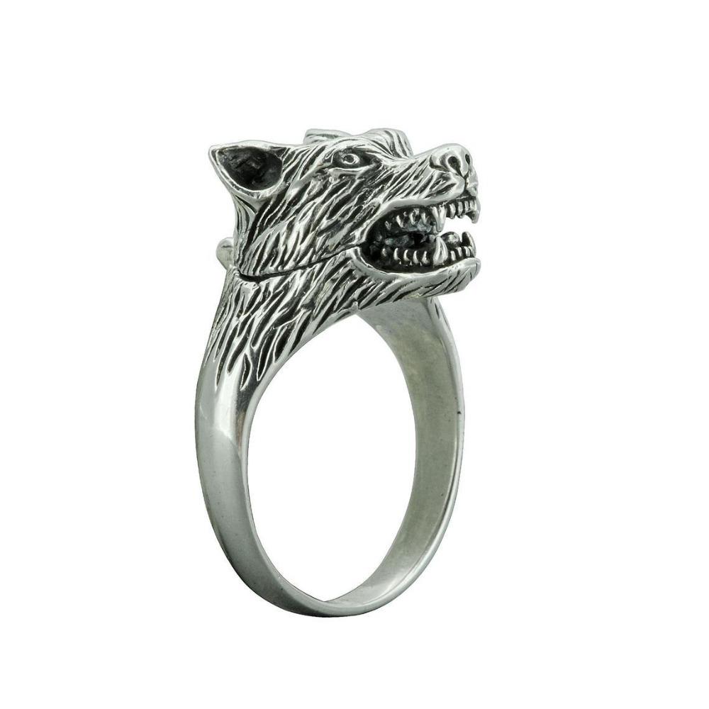 

Creative Wolf Head Ring Open Close Vintage Black Silver Men Gothic Punk Jewelry no. 8